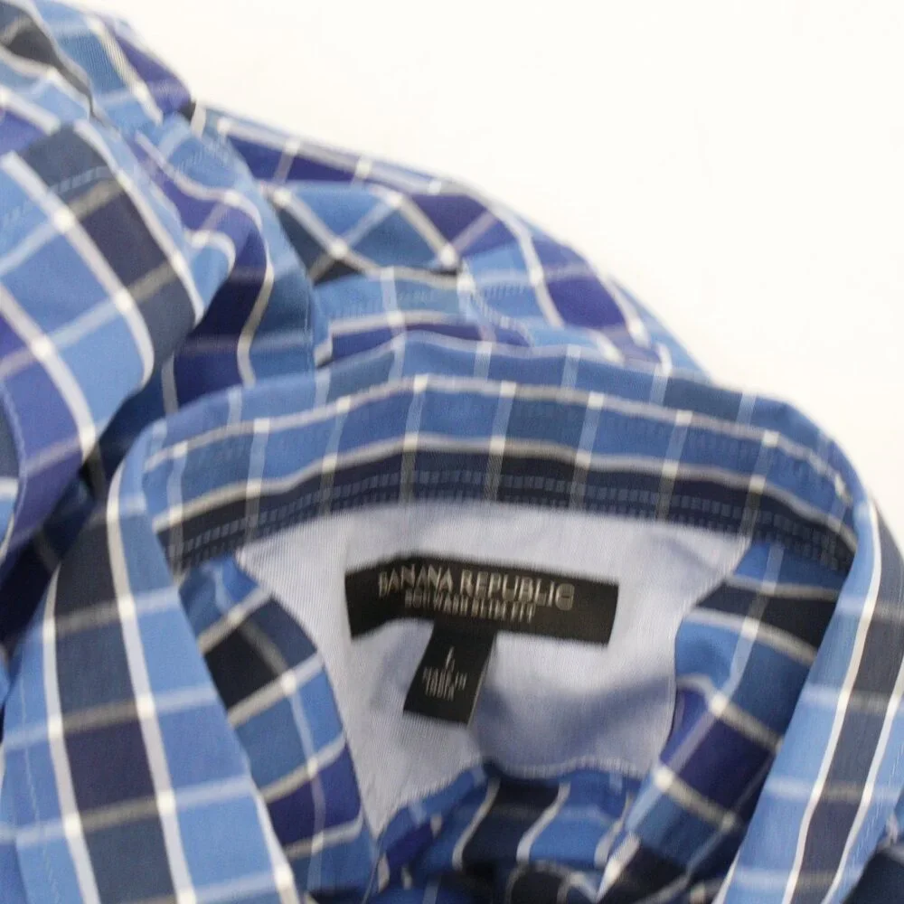 NWT Banana republic shirt Mens Large soft wash slim fit long sleeve cotton plaid